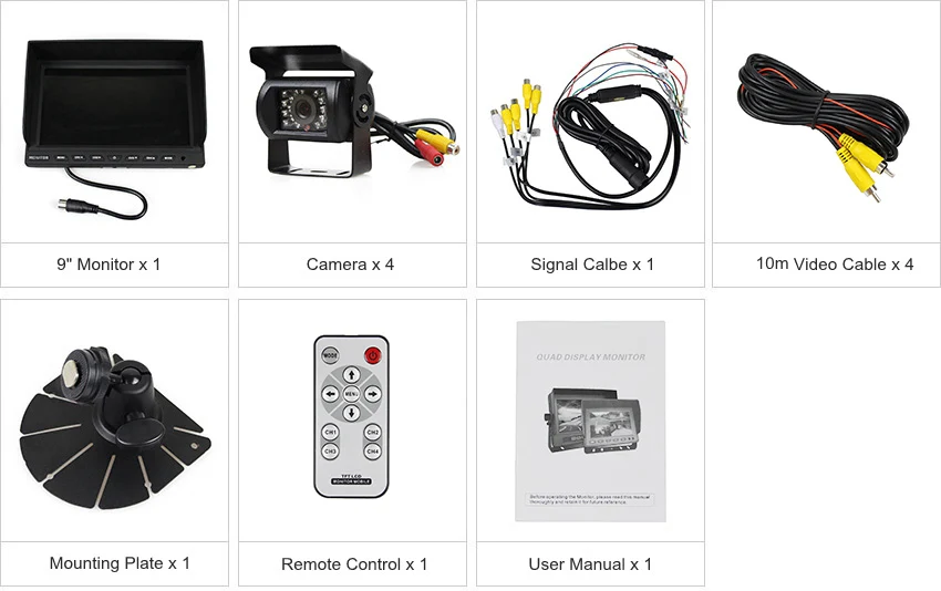 DIYKIT " раздельный четырехъядерный дисплей монитор заднего вида Автомобильный монитор+ 4 x CCD IR камера заднего вида водонепроницаемый для автомобиля грузовика автобуса