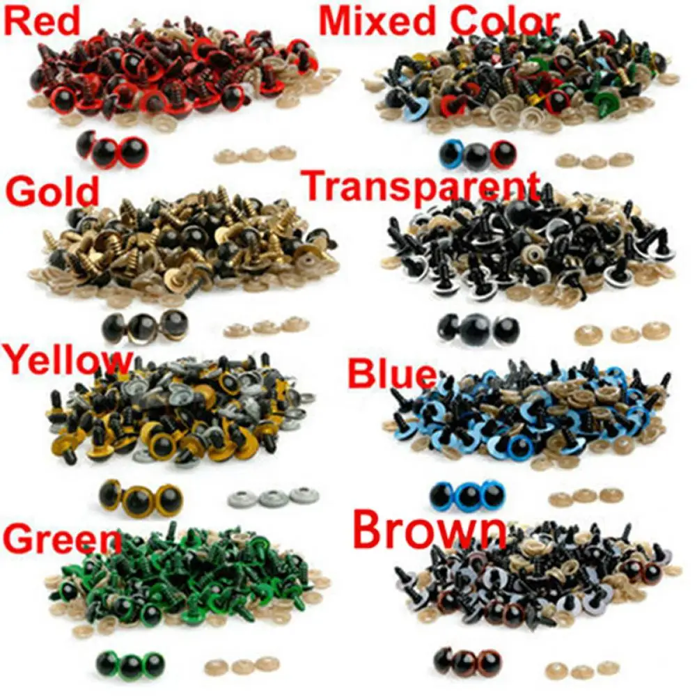 

100 Pcs 8-20mm Plastic Safety Eyes for Teddy Bear Doll Animal Puppet Craft DIY Making Wholesale Accessories for Adult/Children