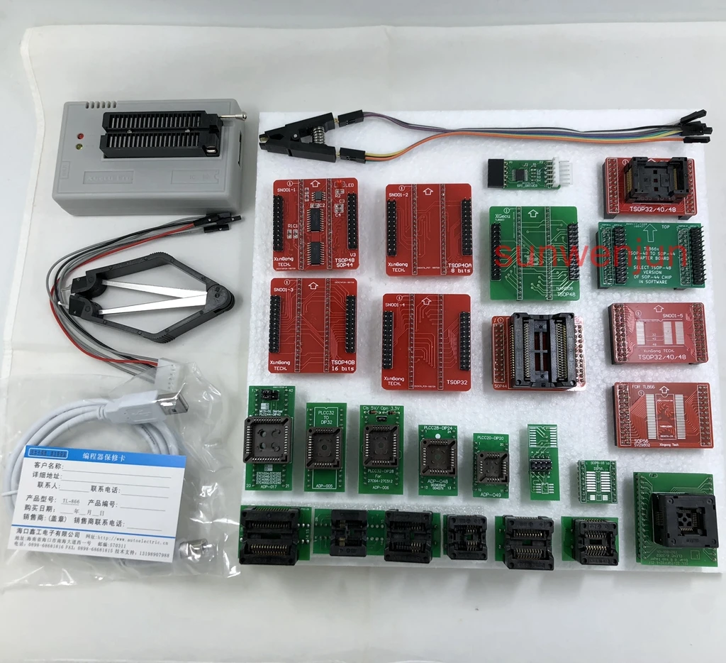 Черный выпуск V9.00 XGecu TL866II плюс USB программатор 15000+ IC SPI Flash NAND EEPROM MCU PIC AVR+ 25 шт. адаптер+ SOIC8 Testclip