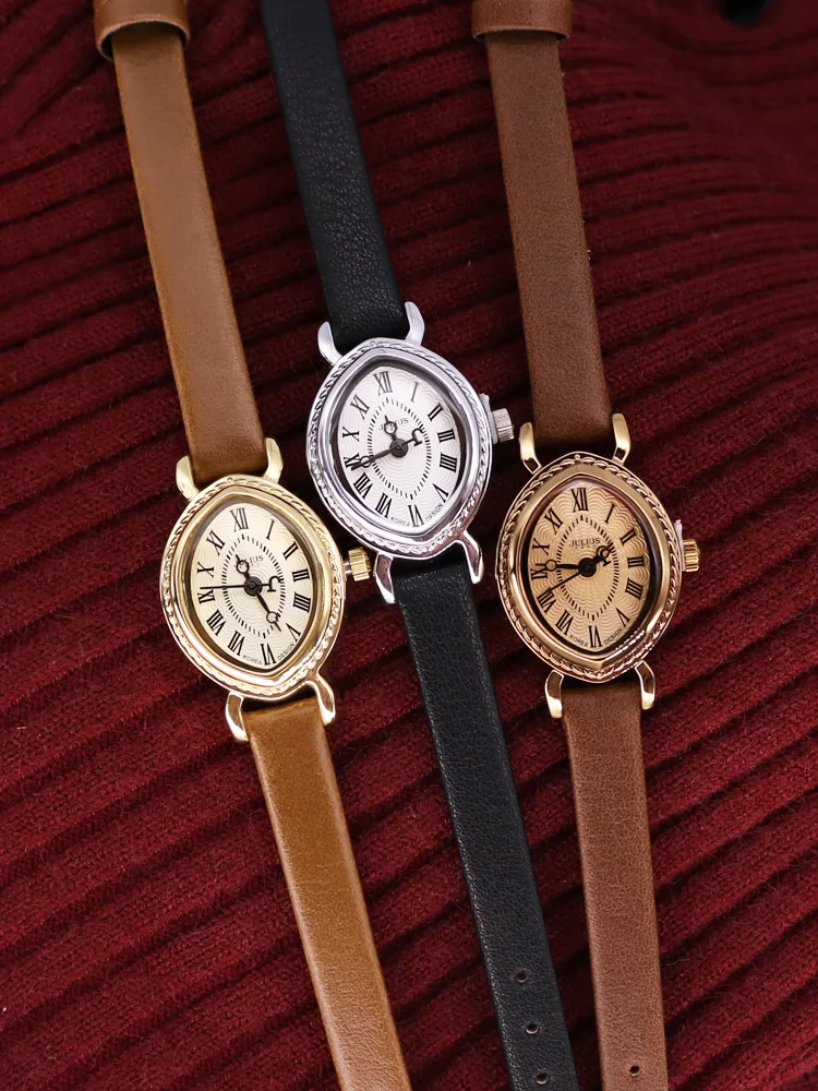 Часы женские из натуральной кожи в стиле ретро с браслетом | Наручные часы