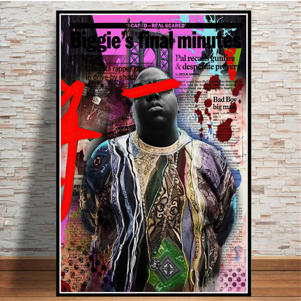 

Hip Hop Biggie Smalls Music Poster Rap Star Canvas Art Painting On The Wall Decor Printed Portrait Pictures For Living Room