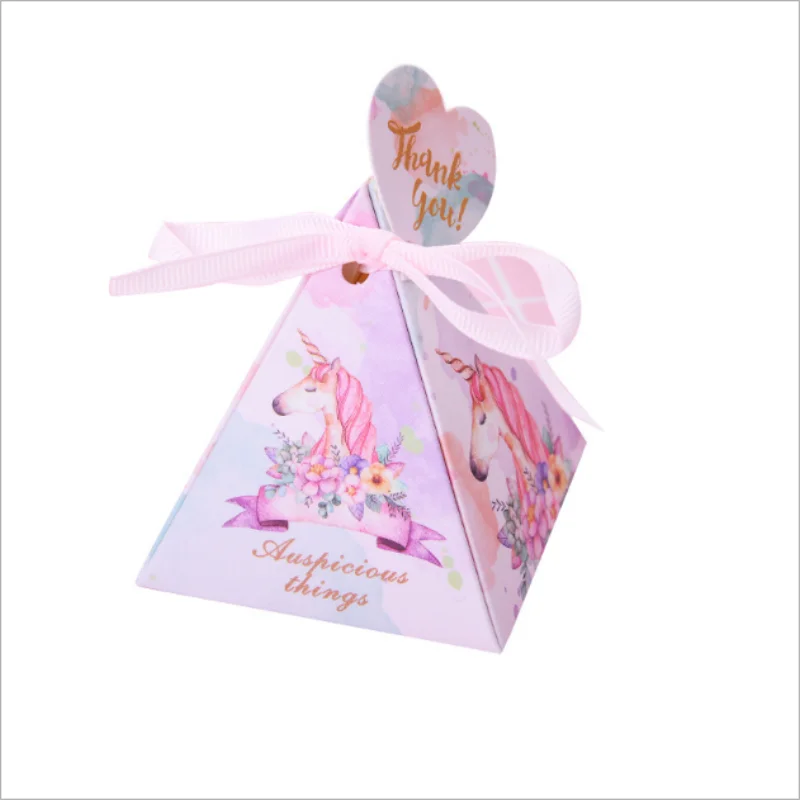 

5pcs/lot New Cartoon Gift Box Packaging Triangle Shape Wedding Candy Bags Birthday Party Cosmetic Packaging Box