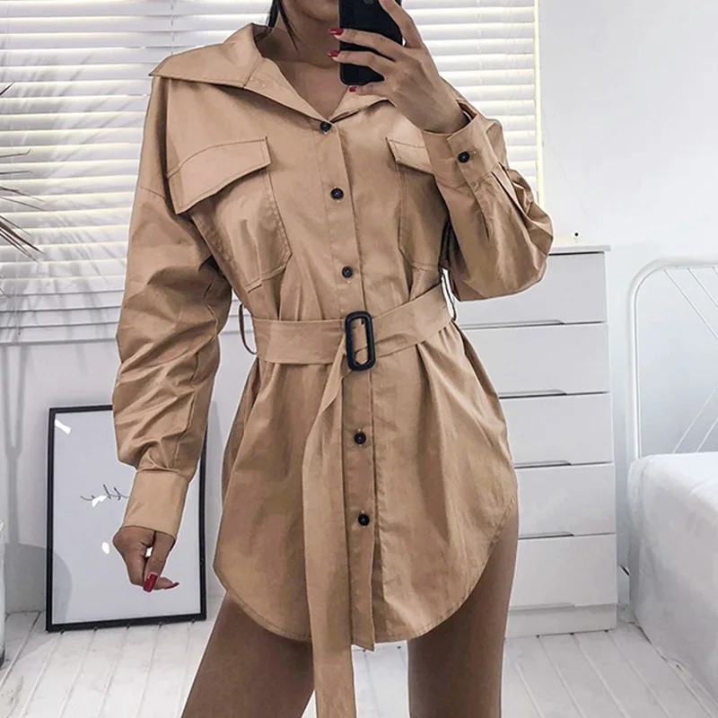 Шикарный уличная короткий однобортный тренч для женщин однотонный отложной