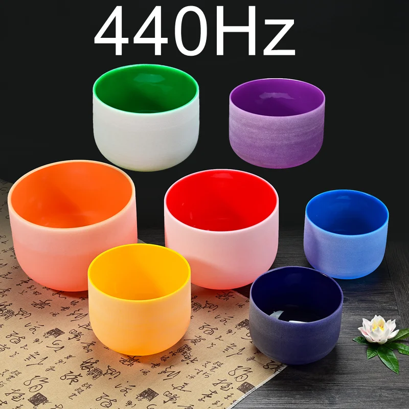 440Hz Color Bowl CVNC 6-1" Набор из 7 шт Примечание CDEFGAB матовый кварц чакра хрустальные поющие чаши - Цвет: 440Hz Color Bowl