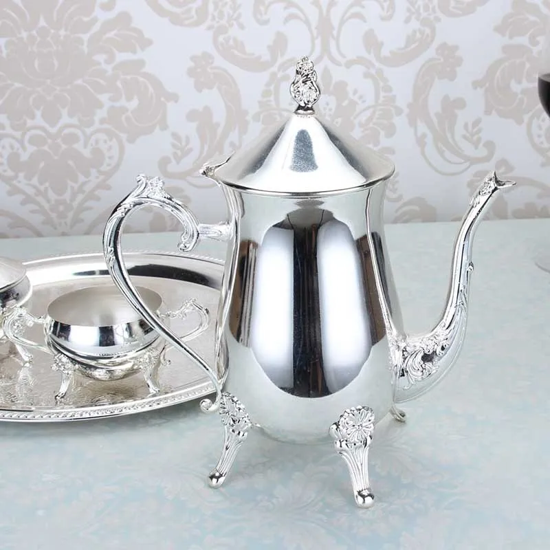 

Coffee pot set European coffee pot alloy coffee pot set metal tea set fashion old hip flask afternoon tea set 5