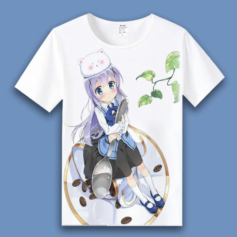 Футболка для косплея аниме заказ кролика летняя футболка кафuu Чино топ с