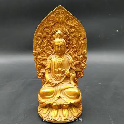 

Изысканная Античная Чистая латунь, маленькое украшение Guanyin статуя Будды Бодхисаттва