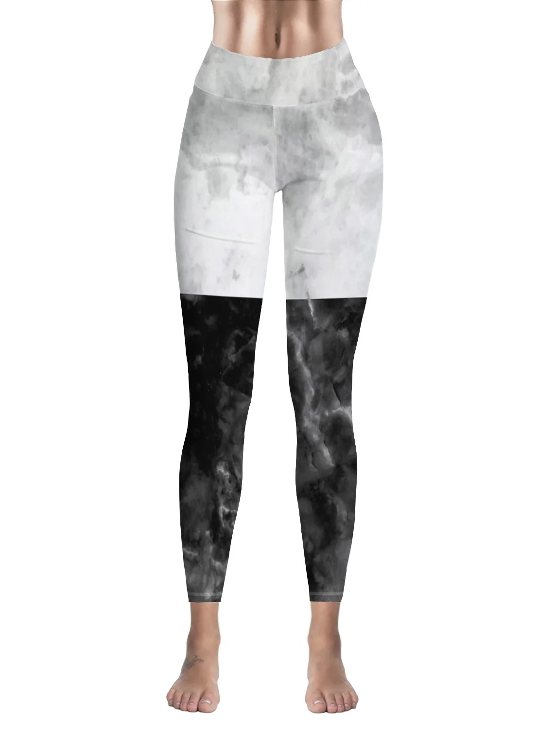 Женские повседневные леггинсы с натуральным мрамором белого и черного цвета