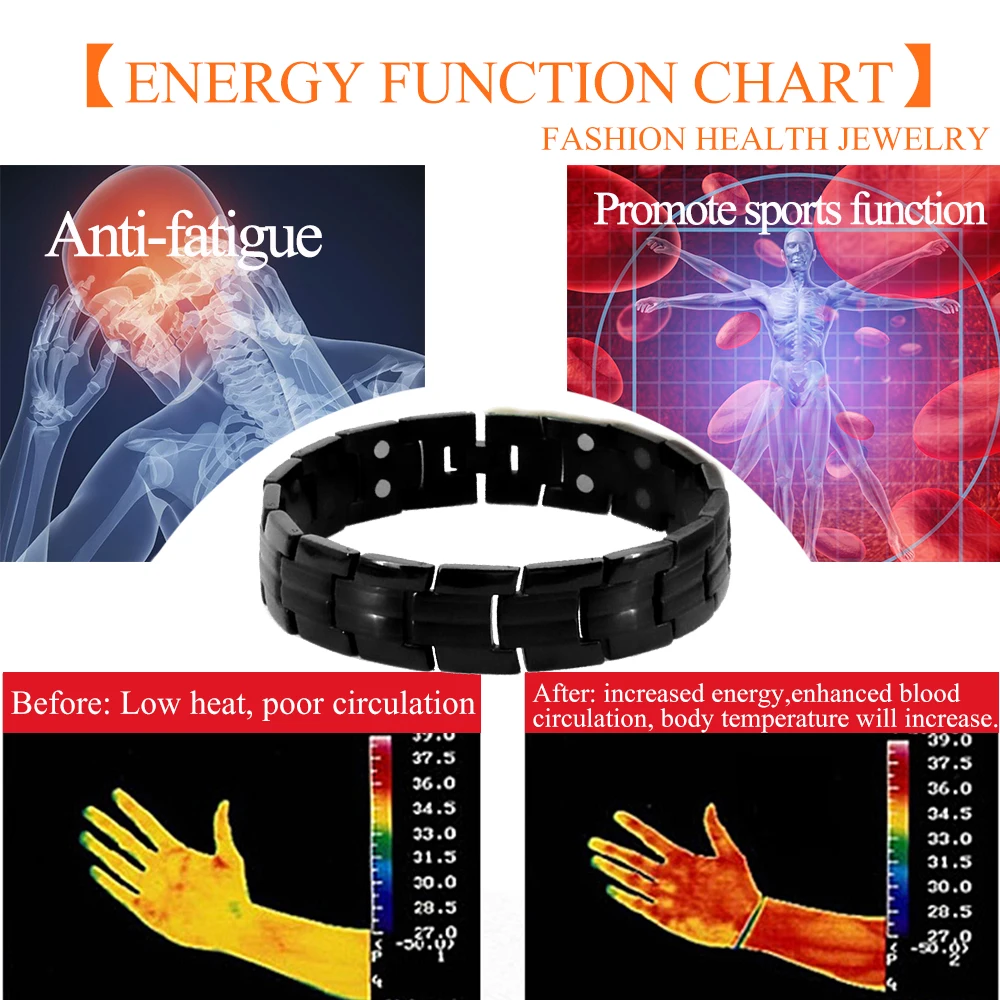 38 полностью черный цвет 5в1 Магнитный Био Магнит терапевтический браслет