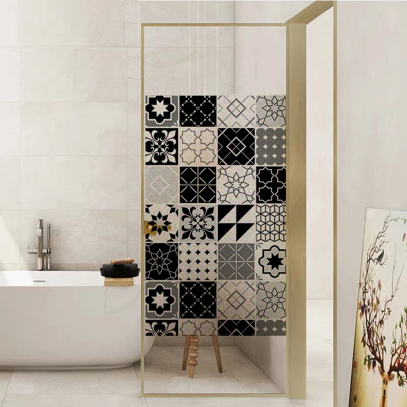 Черно белая оконная пленка матовая стеклянная дверь конфиденциальности для