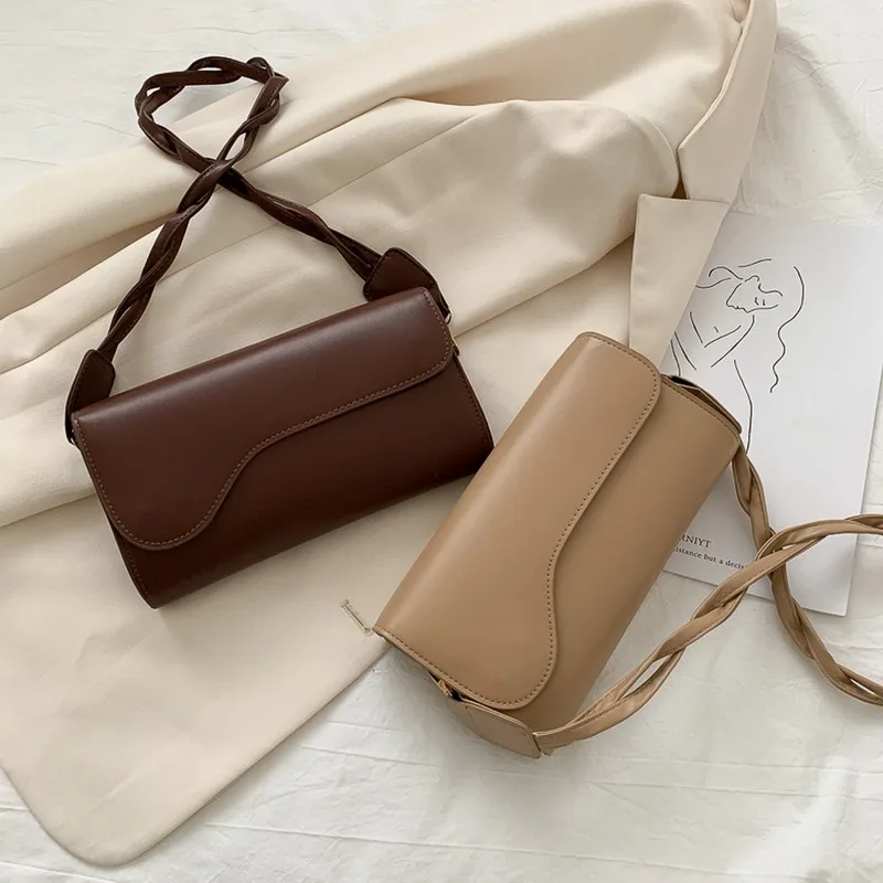 

Fashion Design Small PU Leather Handbags Girls Small Shoulder Bags For Women 2021 New Simple Style Underarm Bag Female Travel