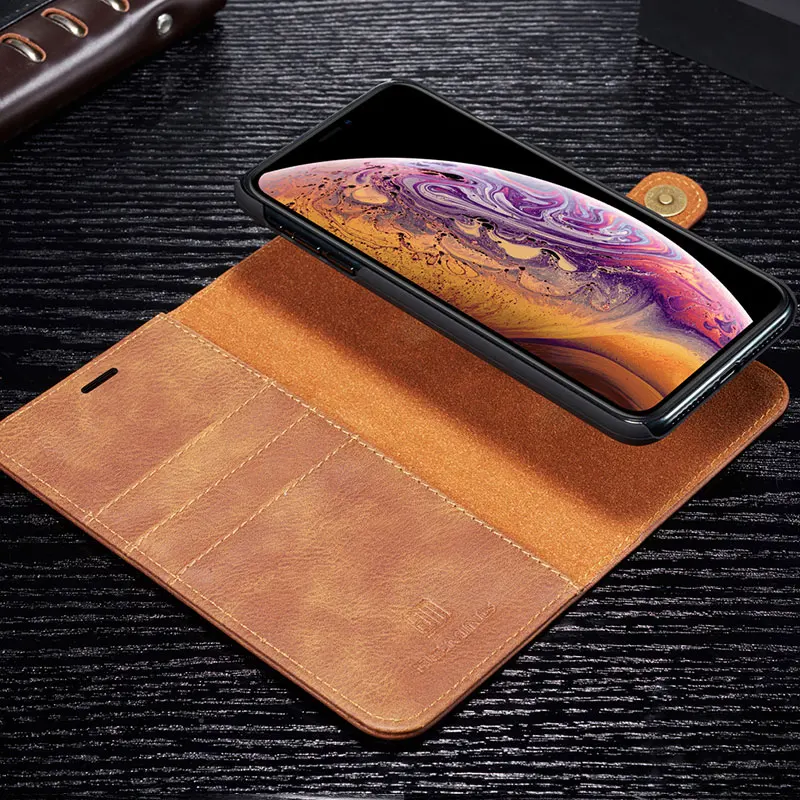 DG. Ming для IPhone 11 Pro XS Max Чехол-Кошелек Съемный из натуральной кожи Магнитный флип-чехол для IPhone XS XR 6S 7 8 Plus SE