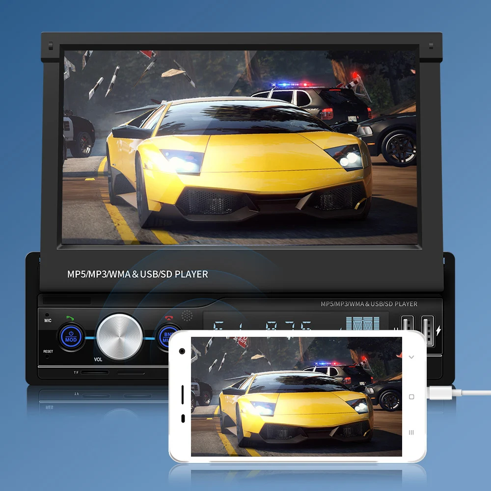 T100 7 дюймов Автомобильный стерео MP5 плеер HD сенсорный экран RDS FM AM радио Bluetooth USB AUX головное устройство Автомобильный резервный монитор 5