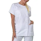 Лабораторное пальто, униформа медсестры, блузка с коротким рукавом, свободная рубашка, униформа медсестры, женские топы, униформа медсестры, Однотонная рубашка с несколькими карманами