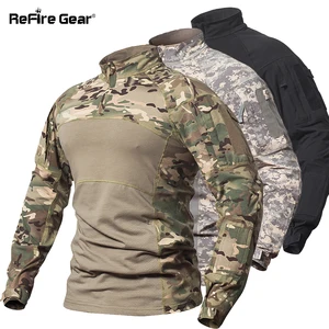 Мужская тактическая рубашка ReFire Gear, камуфляжная, из хлопка, Мультикам, для пейнтбола, футболка с длинным рукавом