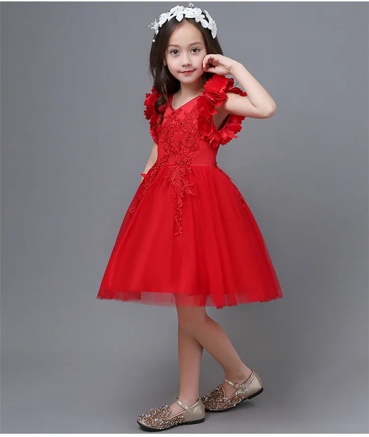 Платья принцессы для девочек с цветами платье свадьбы подружки невесты белое