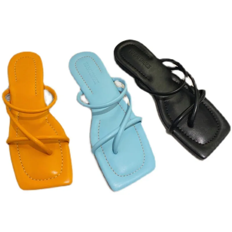 

Shoes Slippers Flat Luxury Slides Square Toe Low Rubber Flip Flops Slipers Women Designer Summer Hawaiian Soft 2021 Hoof Heels F