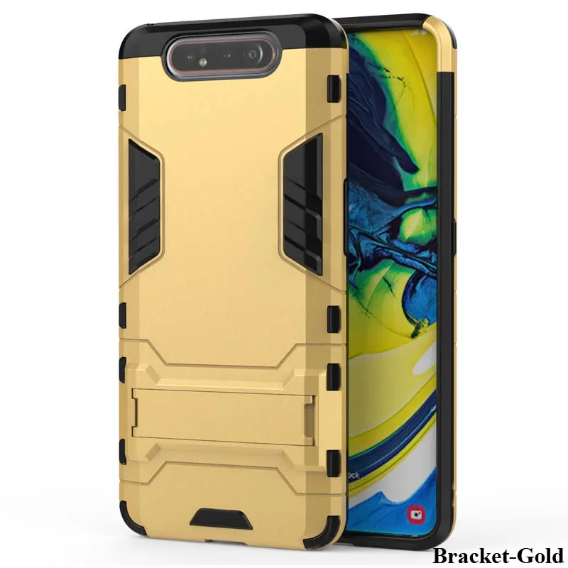 Bracket Gold Армированный чехол для samsung Galaxy A10 A20 A30 A40 A50 A60 A70 A80 A90 M10 M20 M30 M40 A50s A70s M30s покрытие автомобиля кольцо для телефона с бумажником - Цвет: Bracket Gold
