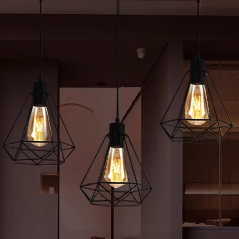 Ahorro de Energía nórdica restaurante araña creativo tres cabezas arte hierro forjado Retro de comedor, lámparas de habitación sin bombilla