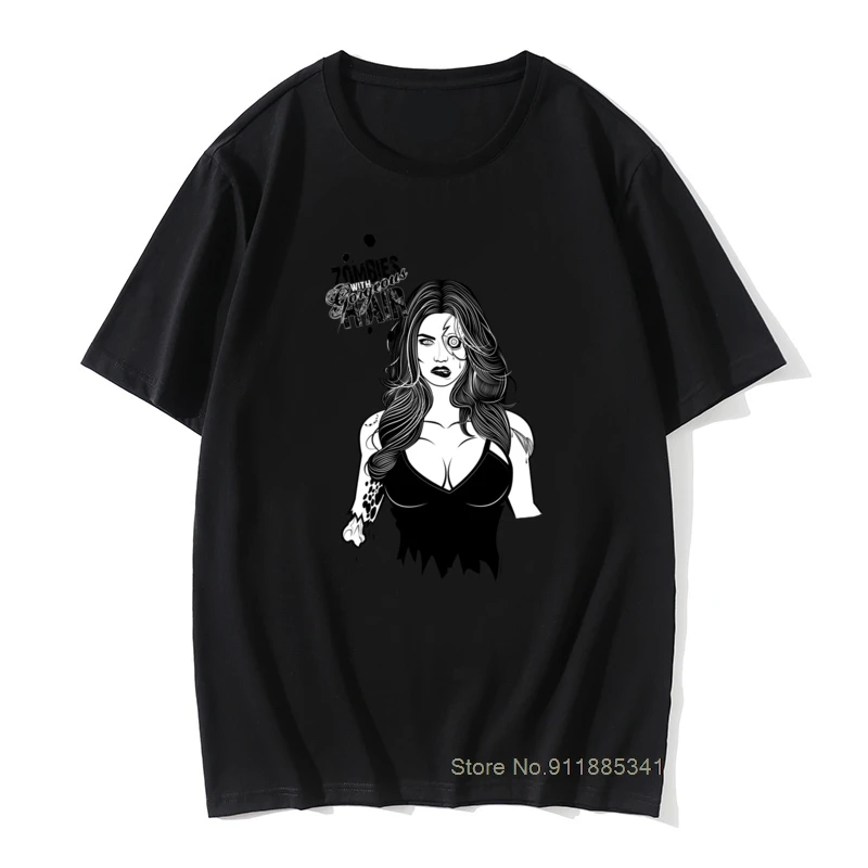 Sex Zombies With Gorgeous Hair Top T-shirts Wholesale Summer Short Sleeve Crewneck Tees 100% Cotton Normal Tops T Shirt 2021