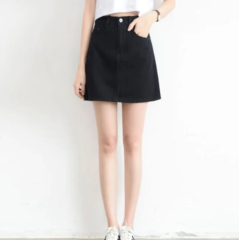 #1405 микро мини джинсовая юбка женская сексуальная трапециевидная черная белая