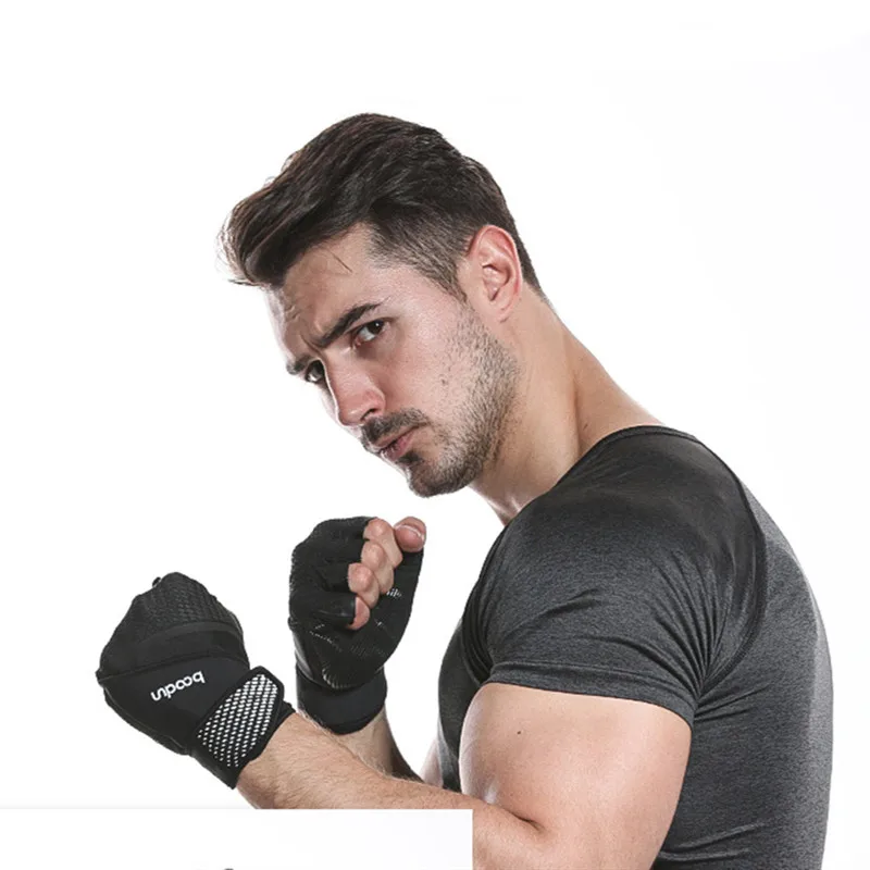 

Half Finger Gloves With Wristband Hand Protective Shock-Absorbing Breathable Sunscreen Gloves For Sports Cycling Racing