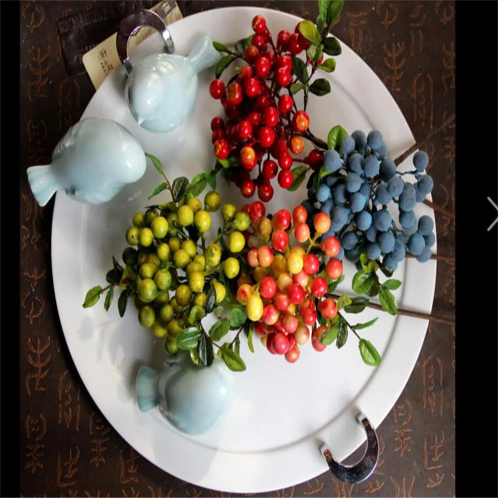 Искусственные цветы мини рождественские матовые искусственные ягоды яркие