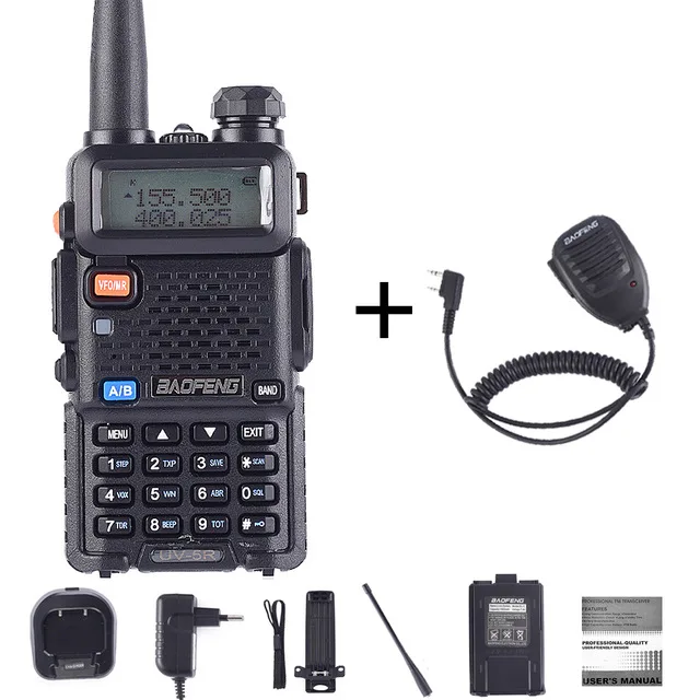 UV5R-5W-Mic Baofeng UV-5R портативная рация профессиональная CB радиостанция укв портативная UV 5R охотничья радиостанция Baofeng UV5R трансивер 5 Вт - Цвет: UV5R-5W-Mic