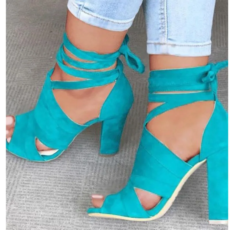

Women Summer Shoes Sexy Thick High Heel Sandals 2021 New Gladiator Fashion Ankle Strap Fish's Mouth Sandals Ladies Casual Shoes