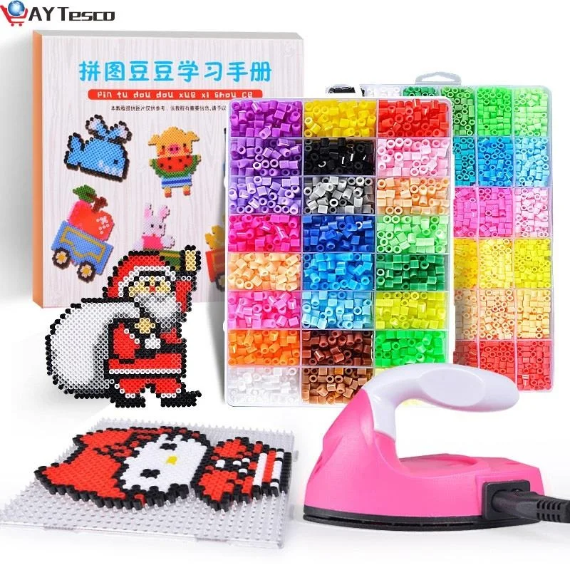 

Perler BeadsBeads Kit 5mm/2.6mm Hama beads Whole Set with Pegboard and Iron 3D Puzzle DIY Toy Kids Creative Handmade Craft Toy