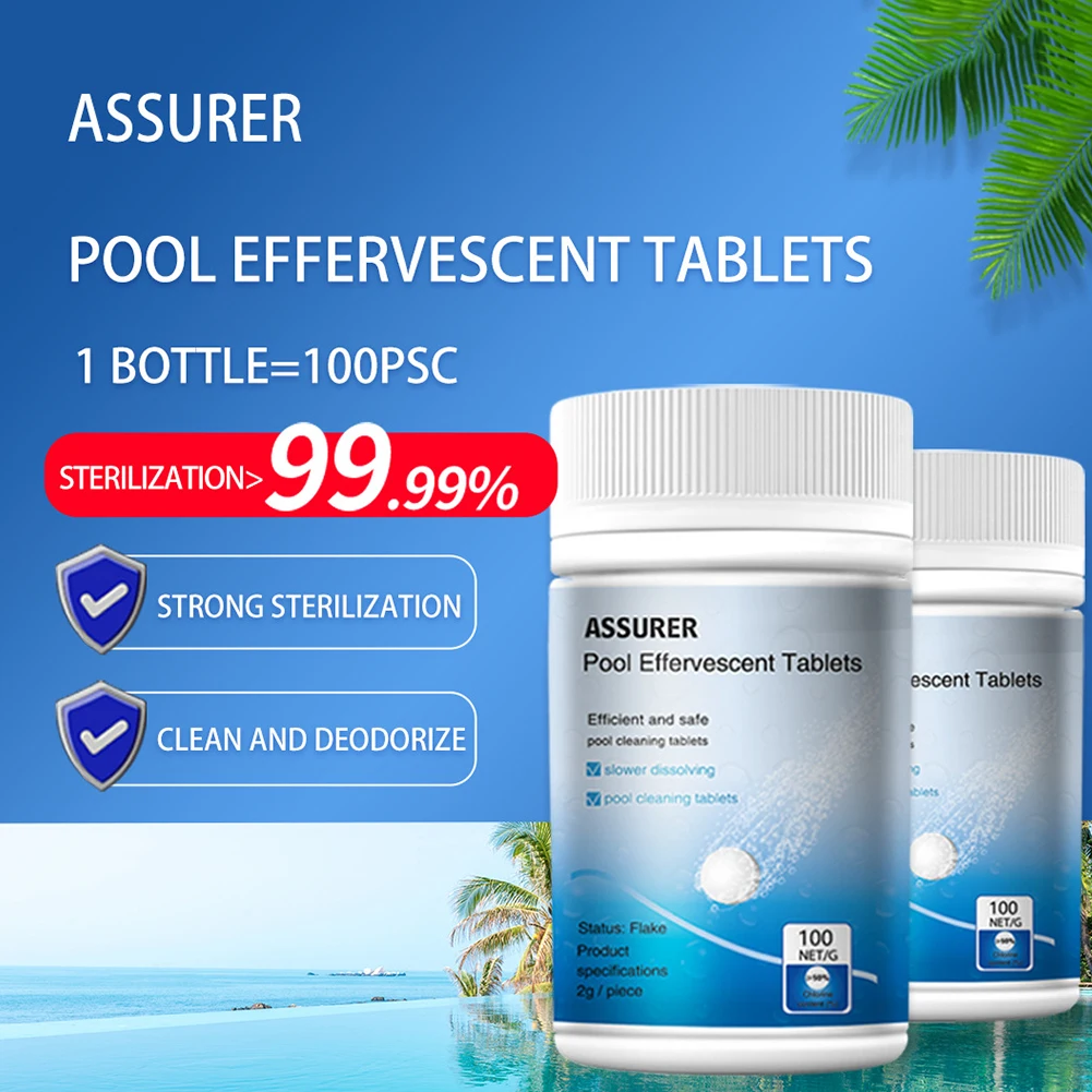 

100pcs/Bottle Swimming Pool Effervescent Tablets Cleaning Disinfection Pills Chlorine Tablets Water Cleaning Tools