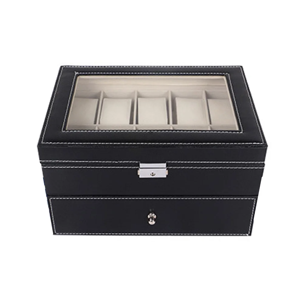 

6/10/12 Slots Travel Watch Box Superior PU Leather Storage Case Display Organize