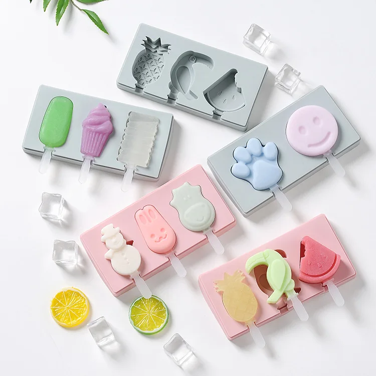 

kitchen homemade ice cream mold with lid DIY popsicle molds multiple cute shapes ice cream chocolate ice tray silicone mold