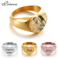 personalized ring engraved photo custom name rings stainless steel nameplate ring for men women engagement wedding rings jewelry