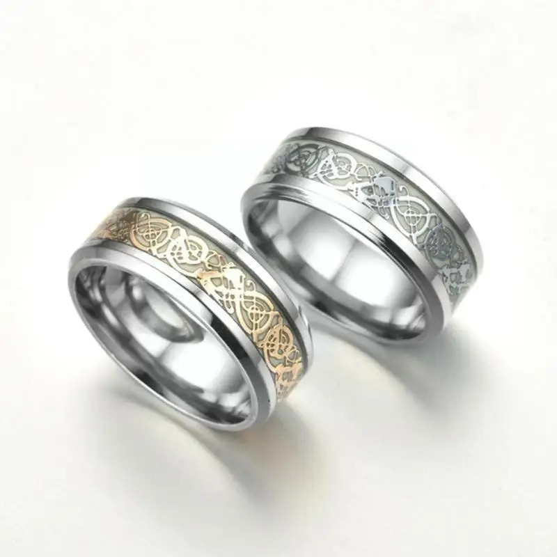 Кольцо с драконом из титановой стали светящееся кольцо темное модное фоновое