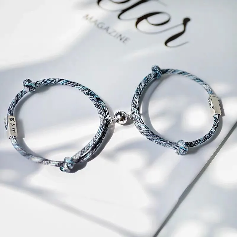 2 шт./компл. парные магнитные Парные браслеты регулируемая плетеная нить Love Forever