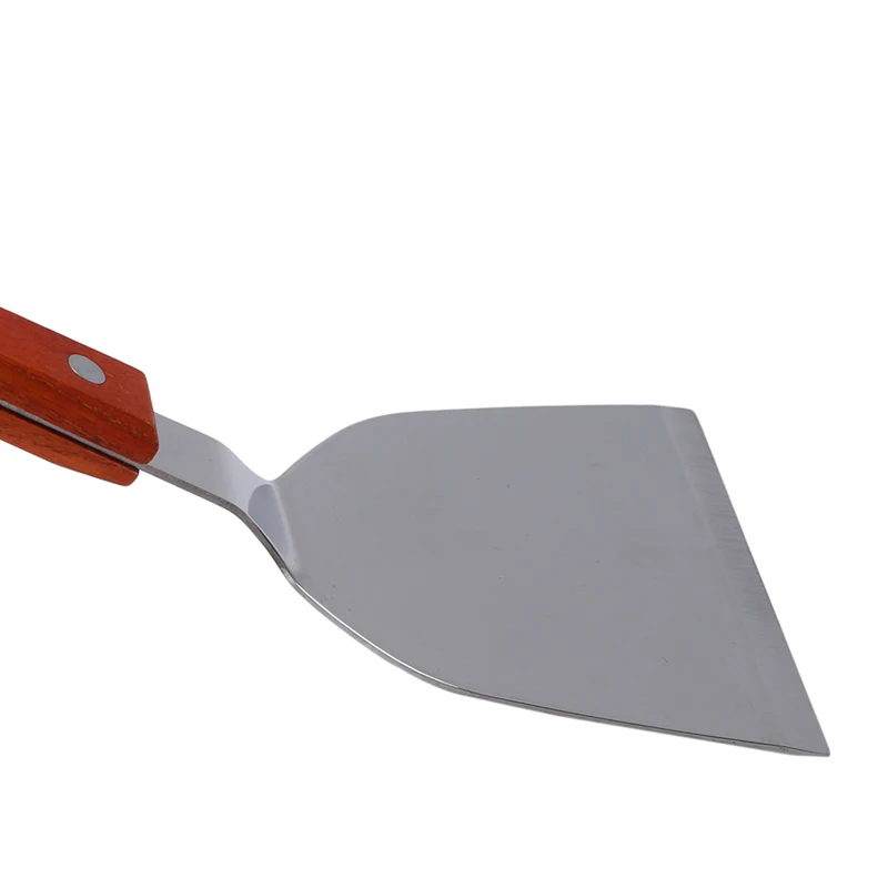 

Stainless Steel Korean Teppanyaki Shovel Wooden Handle Anti Scalding Insulation Cake Pancake Baking Tool Shovel
