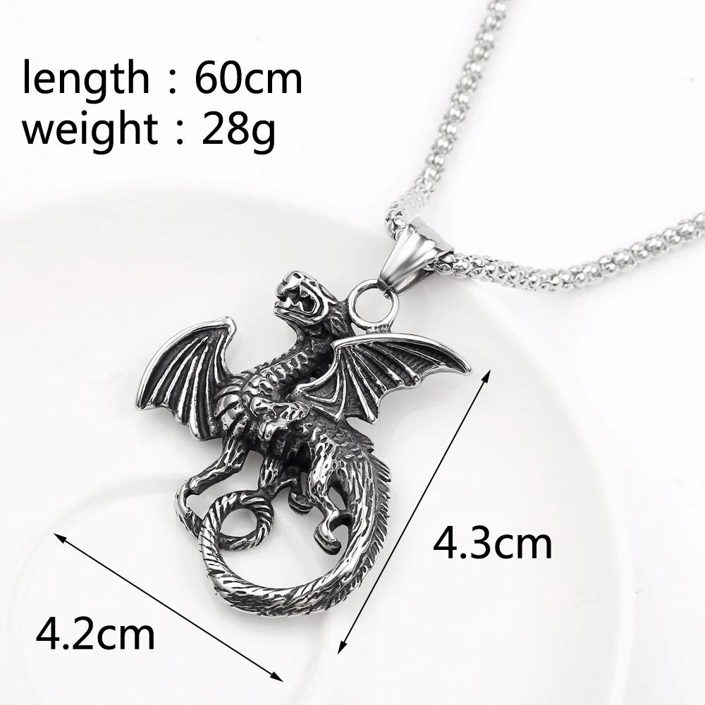 Оптовая продажа 10 шт. ожерелье в стиле панк с летающим драконом унисекс подвеской