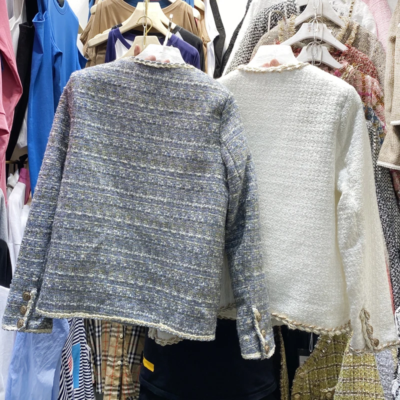 

2020 autumn small fragrance tweed blazer women o-neck loose single breasted small suit