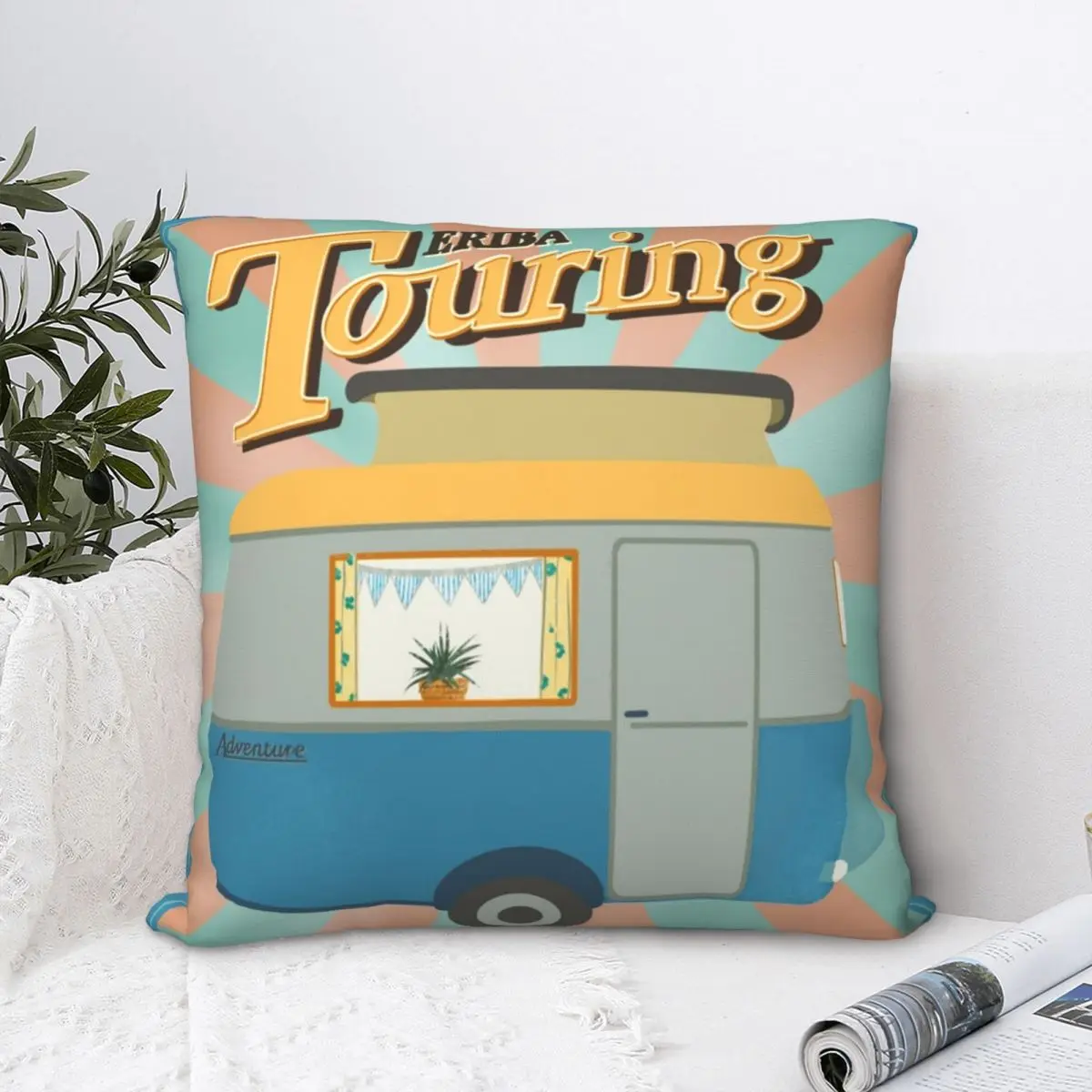 Винтажная туристическая квадратная подушка Eriba Puck Приключения чехол для подушки