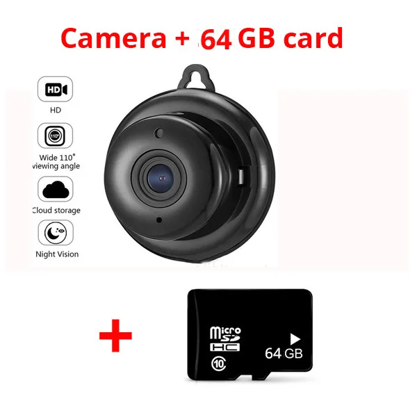Camera add 64gb card Wi-Fi мини-камера 1080P 960P P2P Видеокамера Беспроводной Детский Монитор мини-камера инфракрасного ночного видения Домашняя безопасность Обнаружение движения - Цвет: Camera add 64gb card