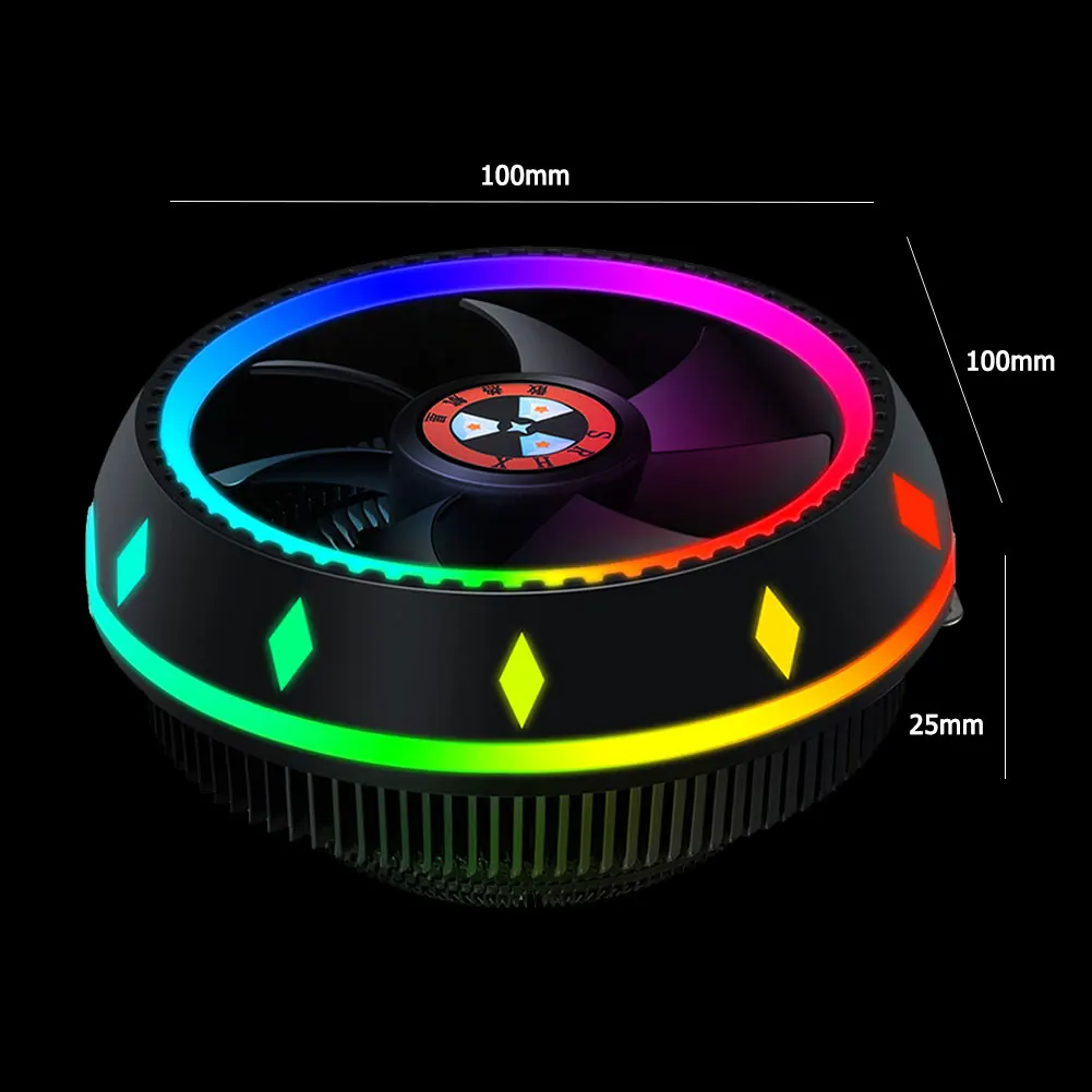 

VODOOL PC Computer Case Fan RGB LED Quiet 100mm Air CPU Cooler Cooling Fan Silent Heatsink for Intel AMD Radiator