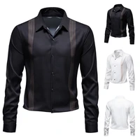 european version of business mens shirt 2021 autumn new loose long sleeved shirt male fake strap trend top button up shirt