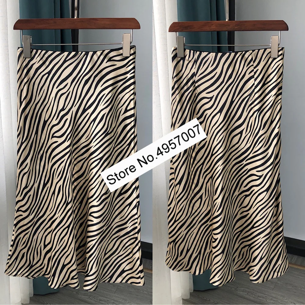 Elfbop женские 100% шелк Зебра Юбка-миди с принтом-для женщин/женская обувь высокого