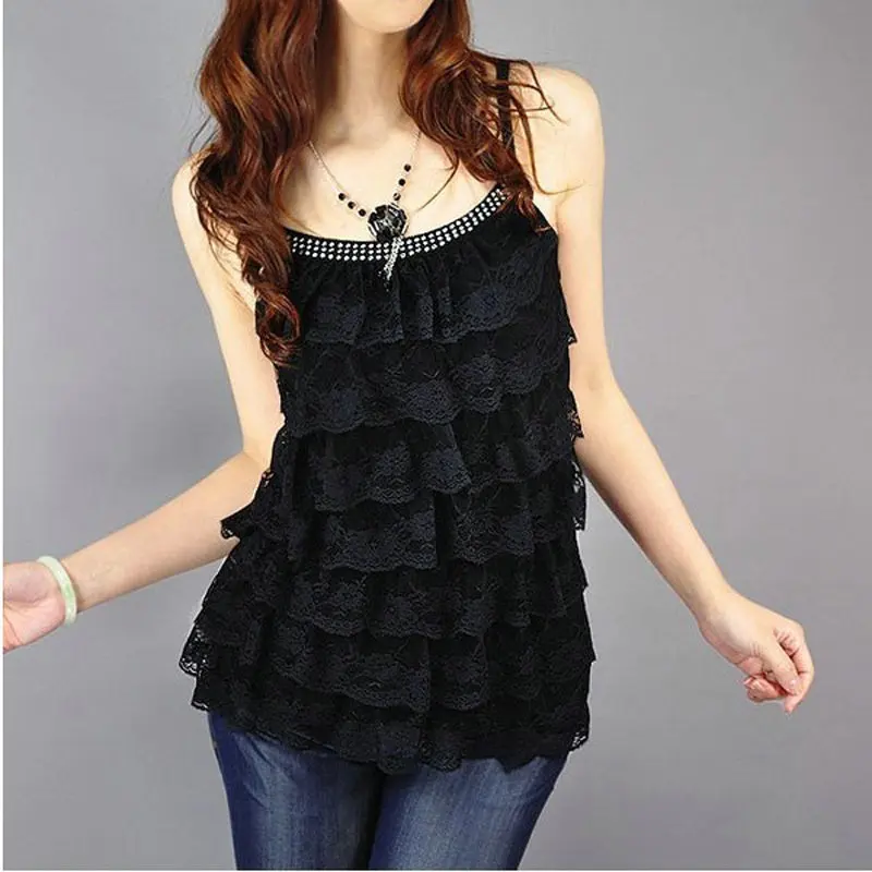 2019 бюстье майка Blusas Feminino Танки Топы все-матч бриллиантами Торт Топ с кружевом