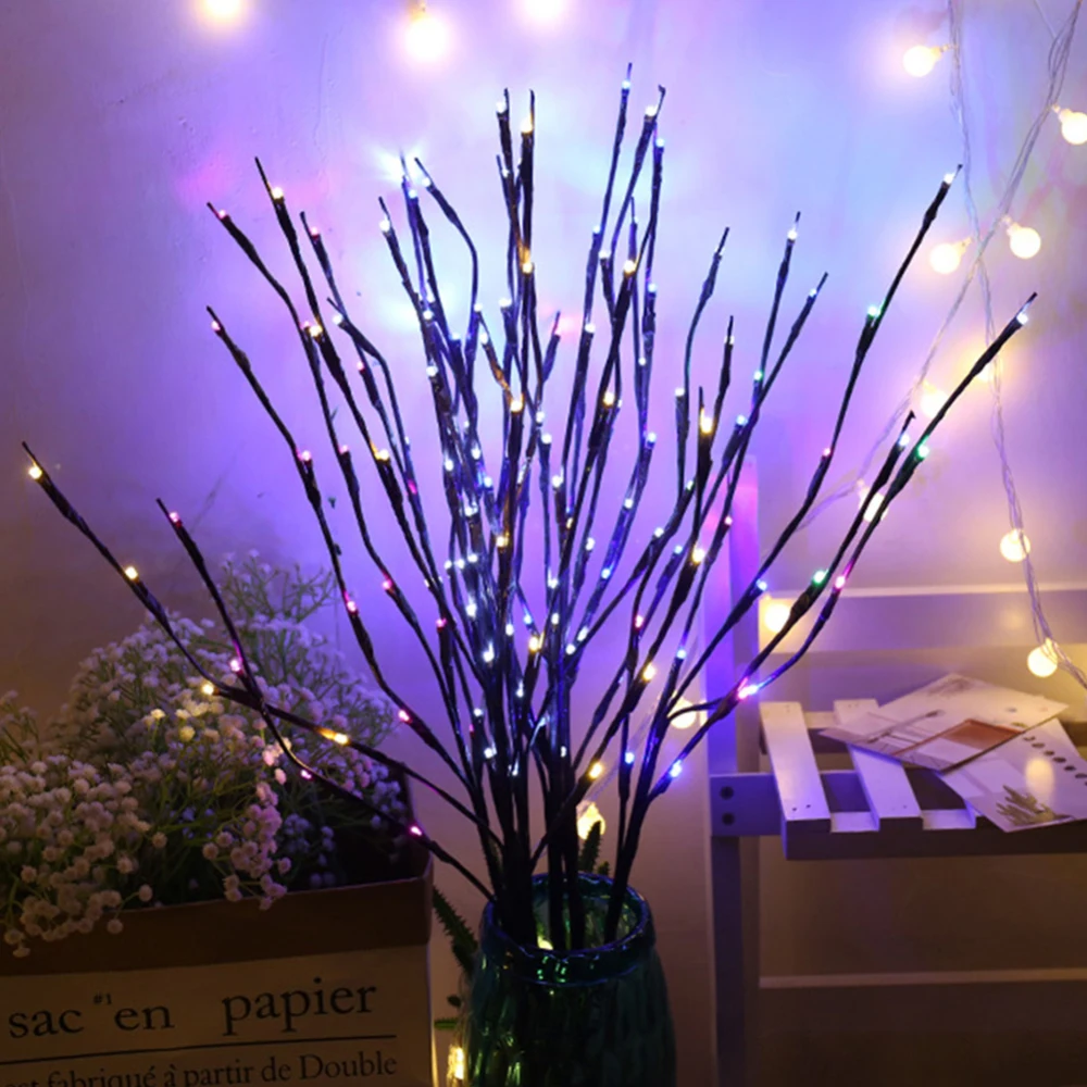 

Светодиодное освещение для ветвей, светильник для ветвей ивы, цветов, ваза на батарейках для домашней вечеринки, украшение на Рождество и Хэ...