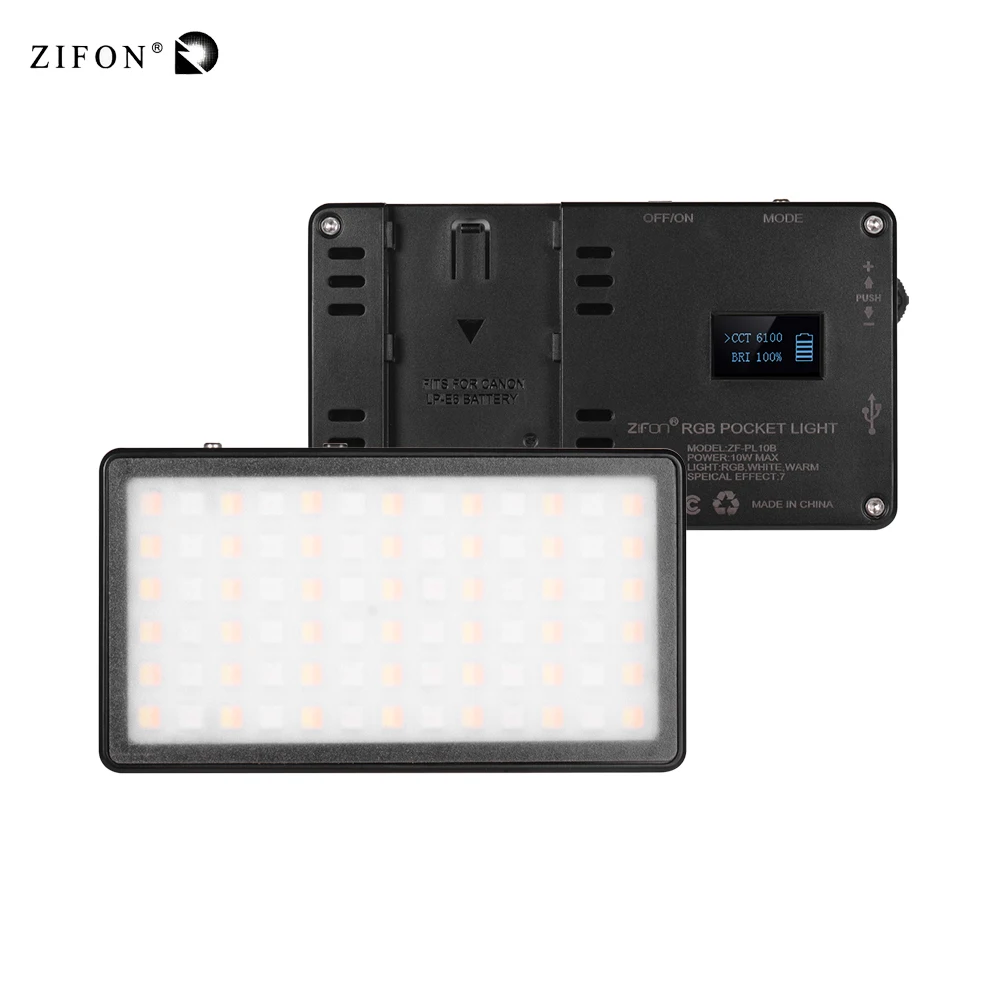 

Карманная Светодиодная панель для видеосъемки ZIFON с RGB-подсветильник кой, 2500K-7000K, со светодиодным экраном для DSLR-камеры, портретной съемки фо...