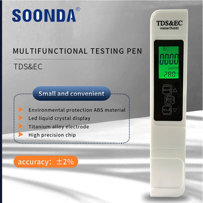 

Multifunctional 3-in-1 TDS EC Water Quality Test Pen Household Drinking Water Monitoring Outdoor Tap Water Testing Equipment