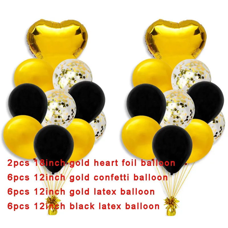 20 шт. воздушные шары в форме сердца черного и золотого цвета | Дом сад