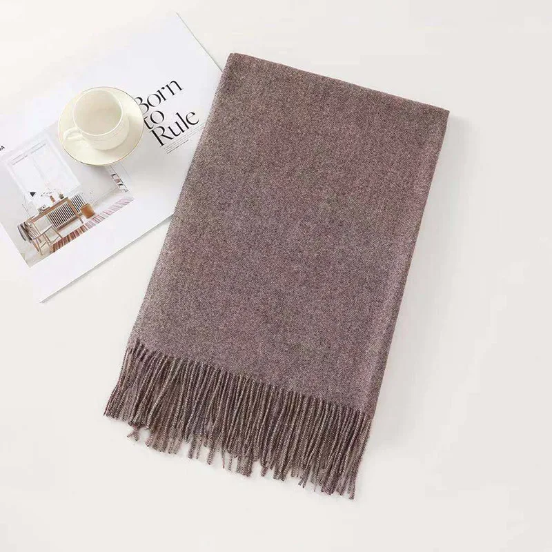 

Women Fashion Luxury Brand Solid Winter Warm Scarf Cashmere Hijab Stole Long Shawl Wrap Tassel Female 250g